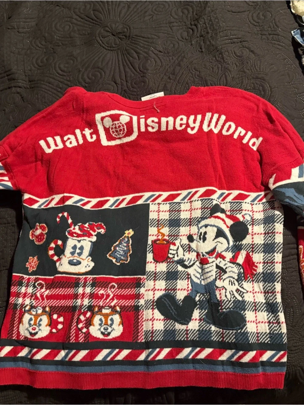 Kids Red Holiday Mickey Pullover Sweater